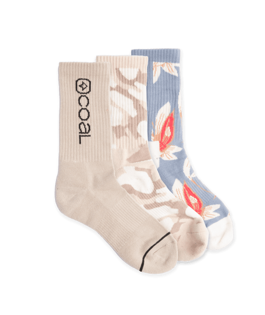 Coal Everyday Crew 3 Pack Socks - Print OLW
