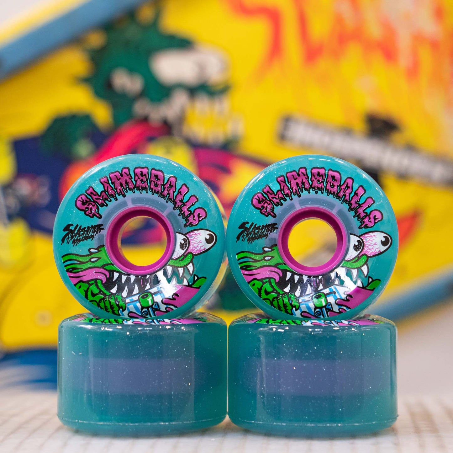Slime Balls Wheels Meek Slasher OG Green Glitter Skateboard Wheels 78a 60mm