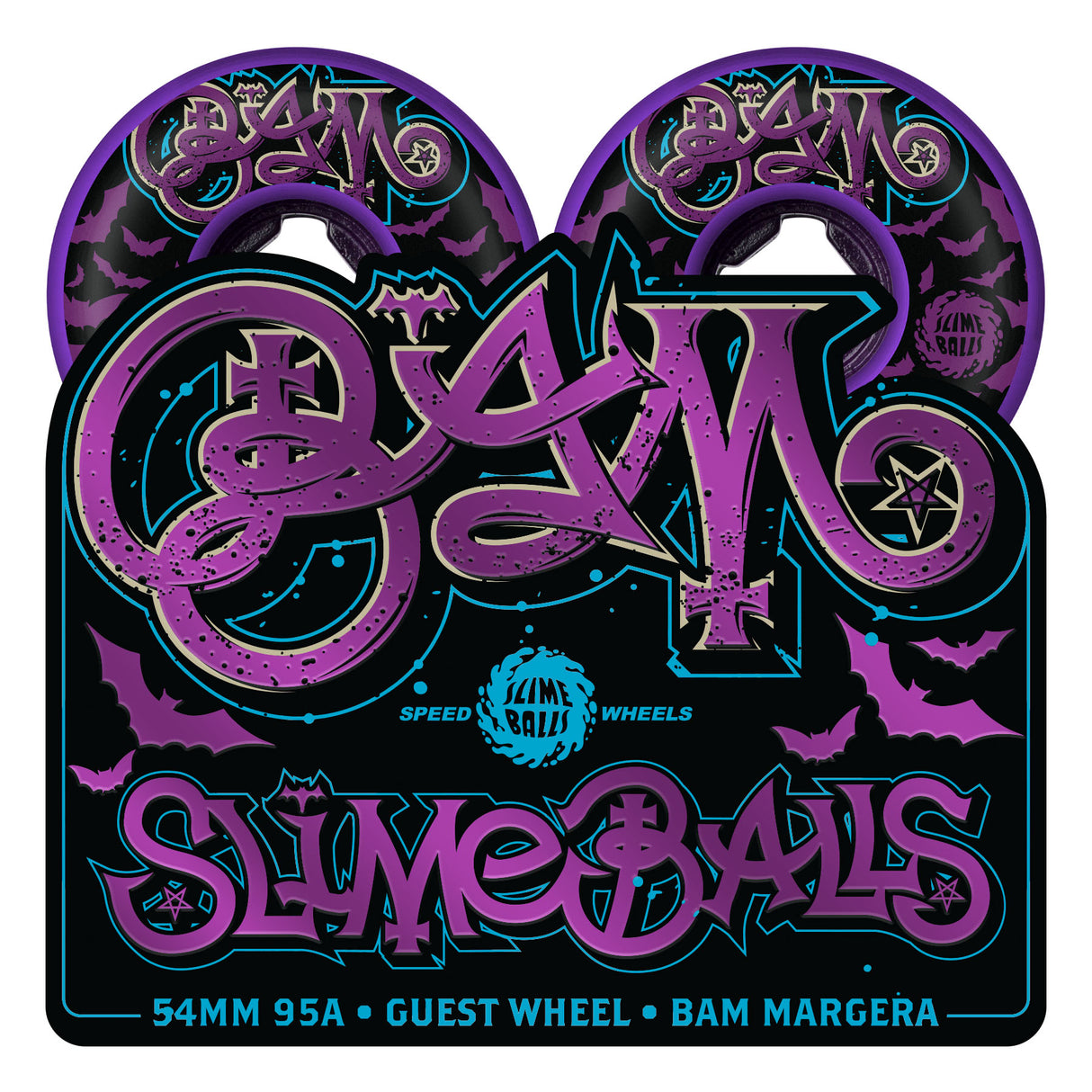 Slime Balls Bam Margera Guest OG Purple 95a 54mm Skateboard Wheels