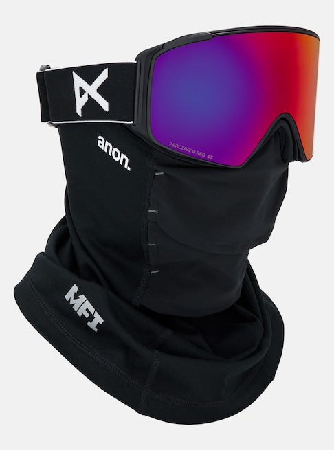 Anon M4S Goggles (Cylindrical) + Bonus Lens + MFI® Face Mask - Black/Perceive Sunny Red