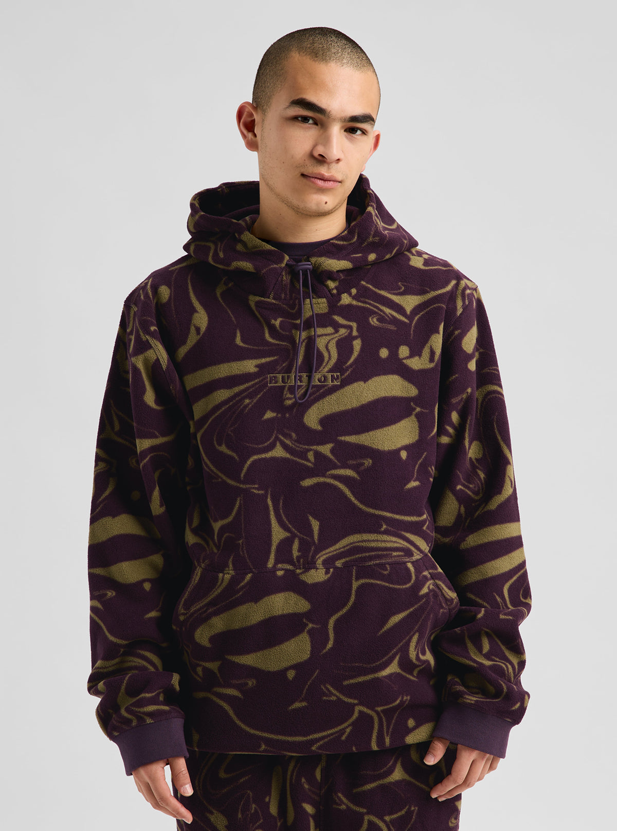 Burton Cinder Fleece Pullover Hoodie - Liquid Bear Hug - on model