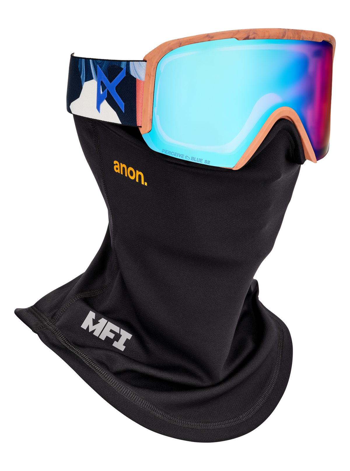 Anon Nesa Goggles + Bonus Lens + MFI® Face Mask - Marble Collage + Perceive Variable Blue Lens 2027