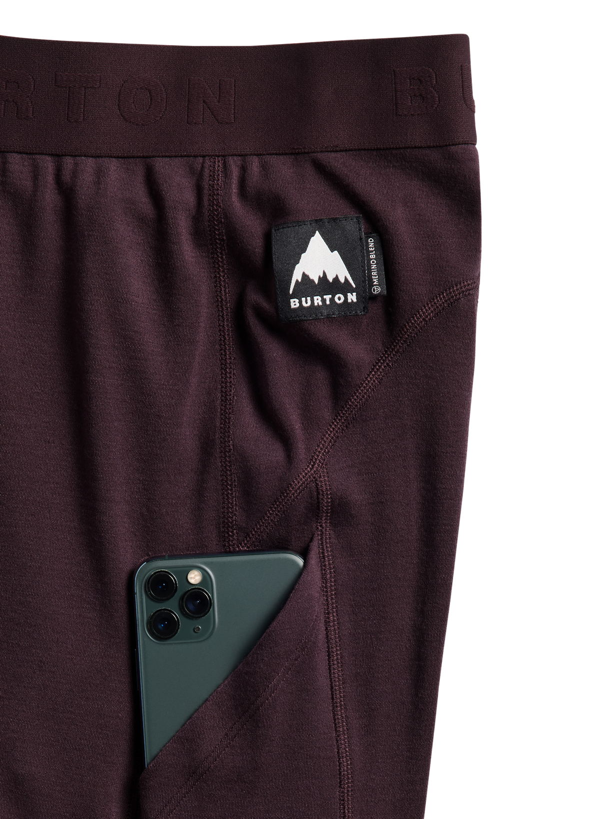 Men's Burton Merino Blend Midweight Base Layer Pants - Bear Hug Brown - detail