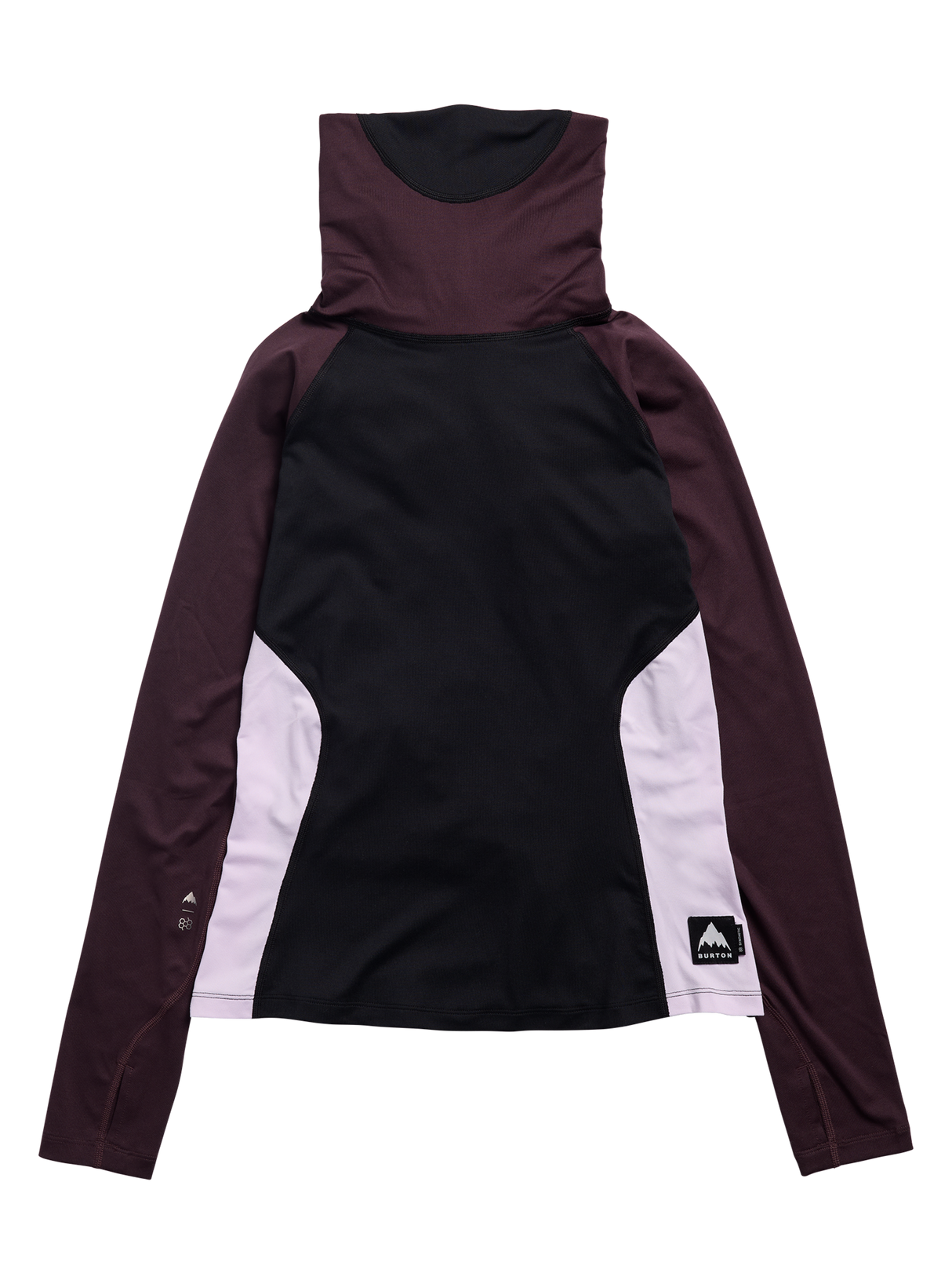Women's Burton Synthetic Midweight Base Layer Long Neck - True Black / Bear Hug Brown / Moondust Purple