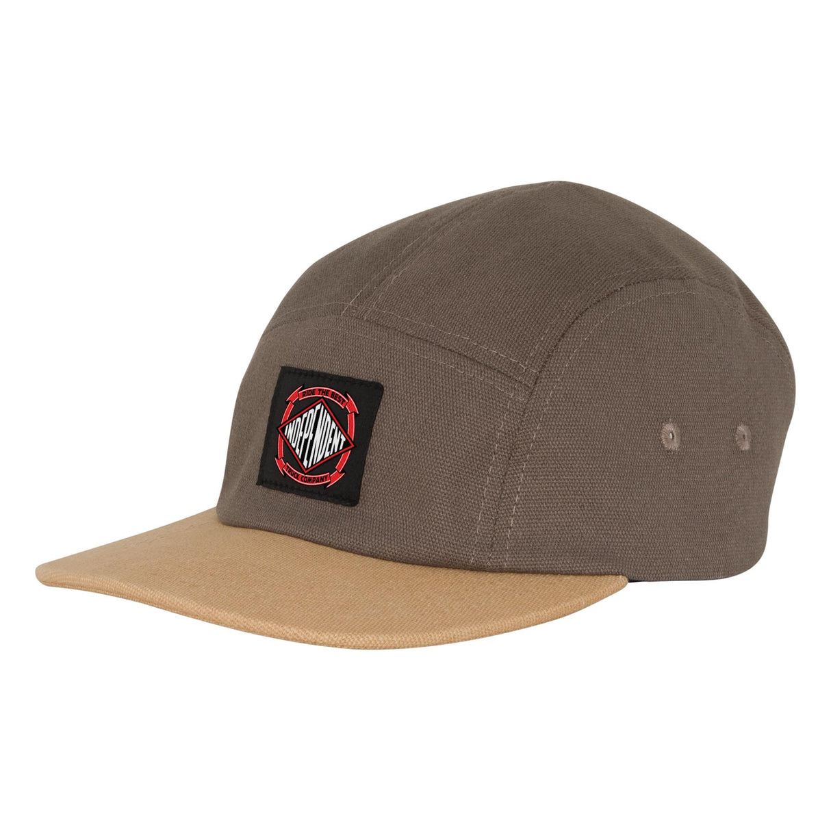 Independent Summit Scroll Camp 5-Panel Snapback Unstructured Low Hat - Charcoal Khaki