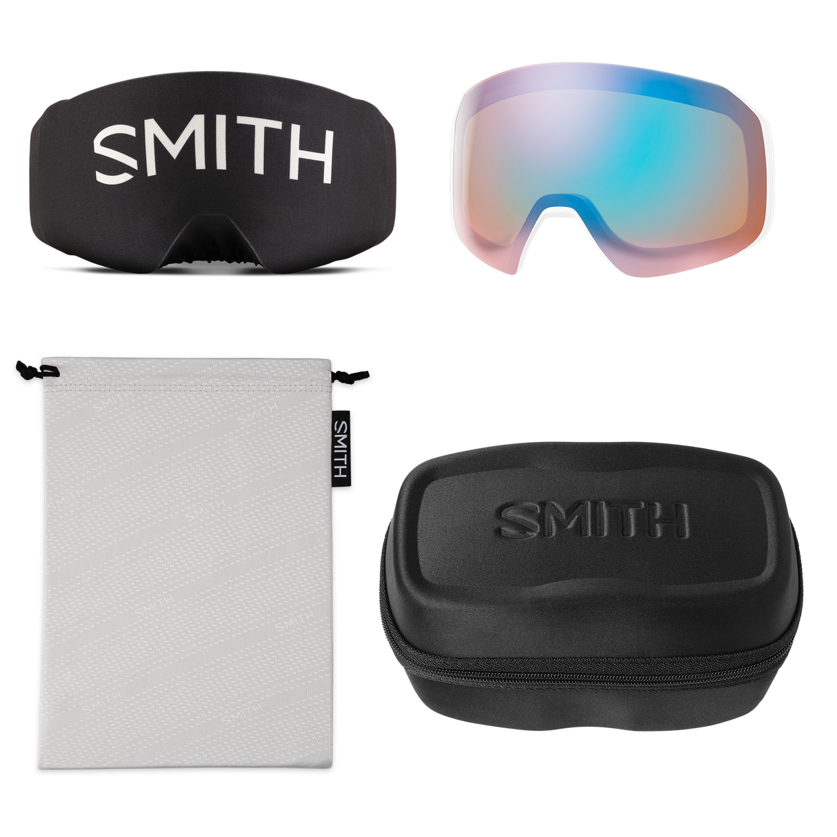 Smith 4D Mag S Goggles White Chunky Knit + ChromaPop Sun Platinum Mirror Lens