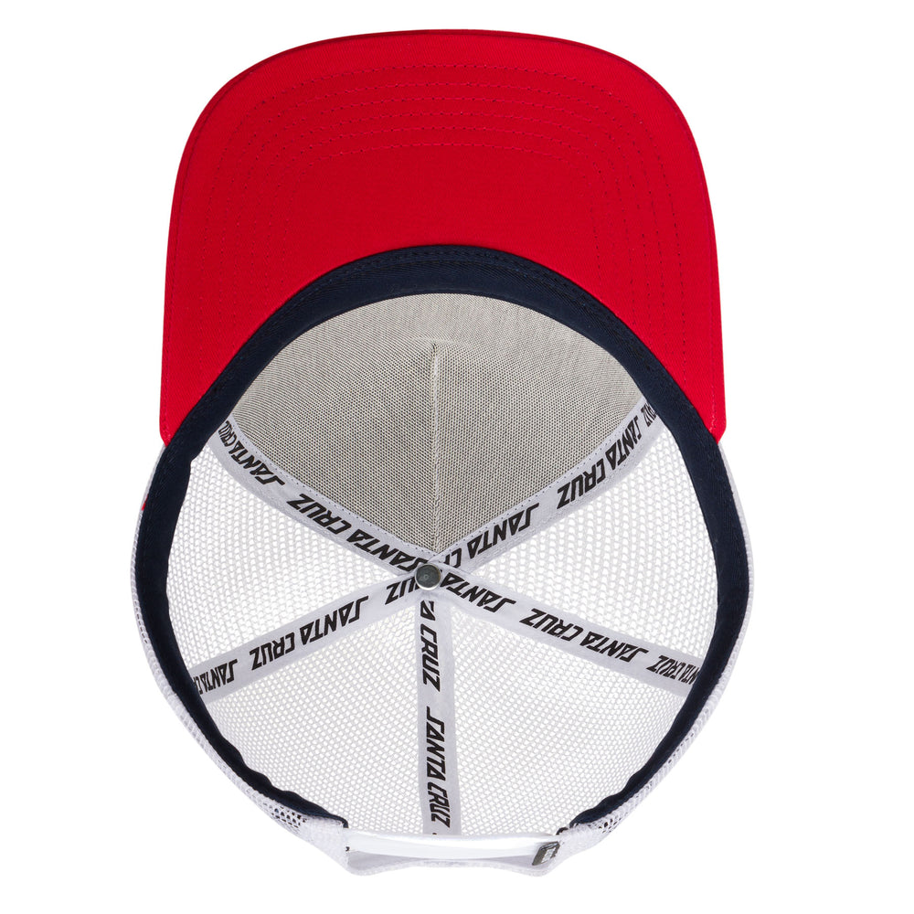 Santa Cruz Screaming Hand Front Mesh Trucker High Profile Hat - Navy/Wht/Red