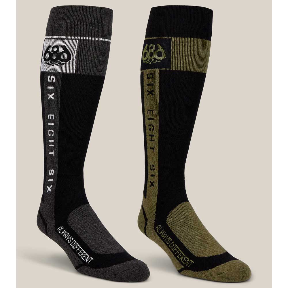 686 Men's Merino Flow Snowboard Socks - 2 Pack