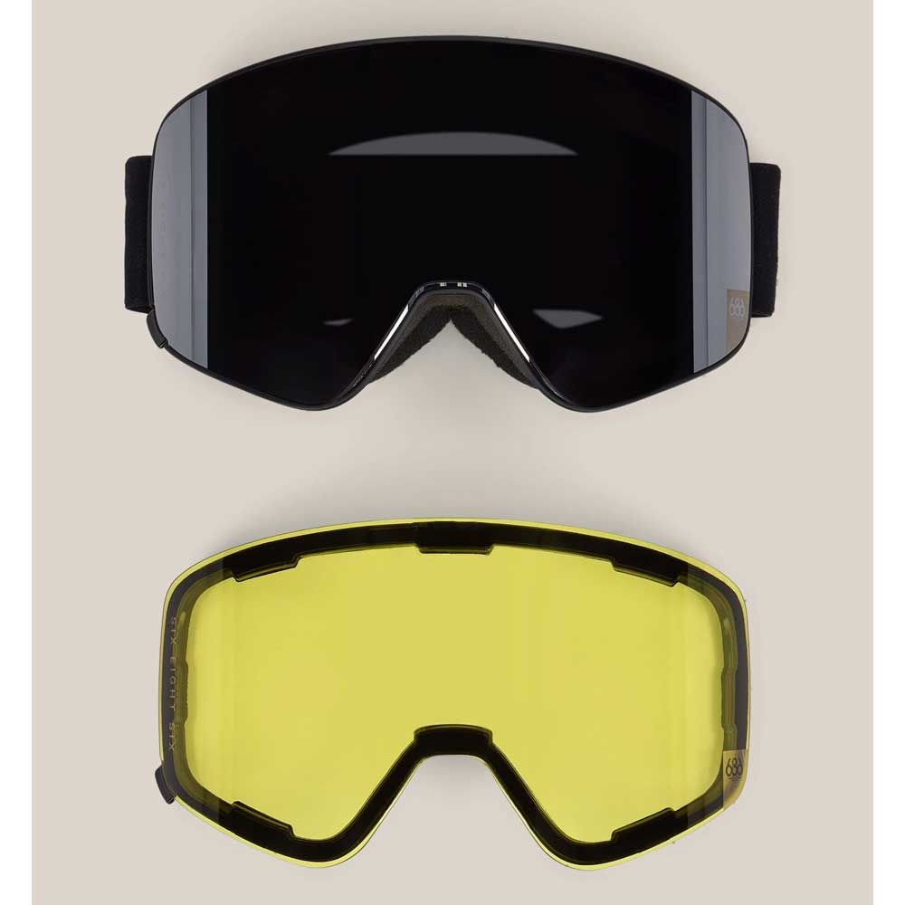 608 Smarty Magnetic Snow Goggles Black Frame / Silver Lens with bonus yellow lens - 2027