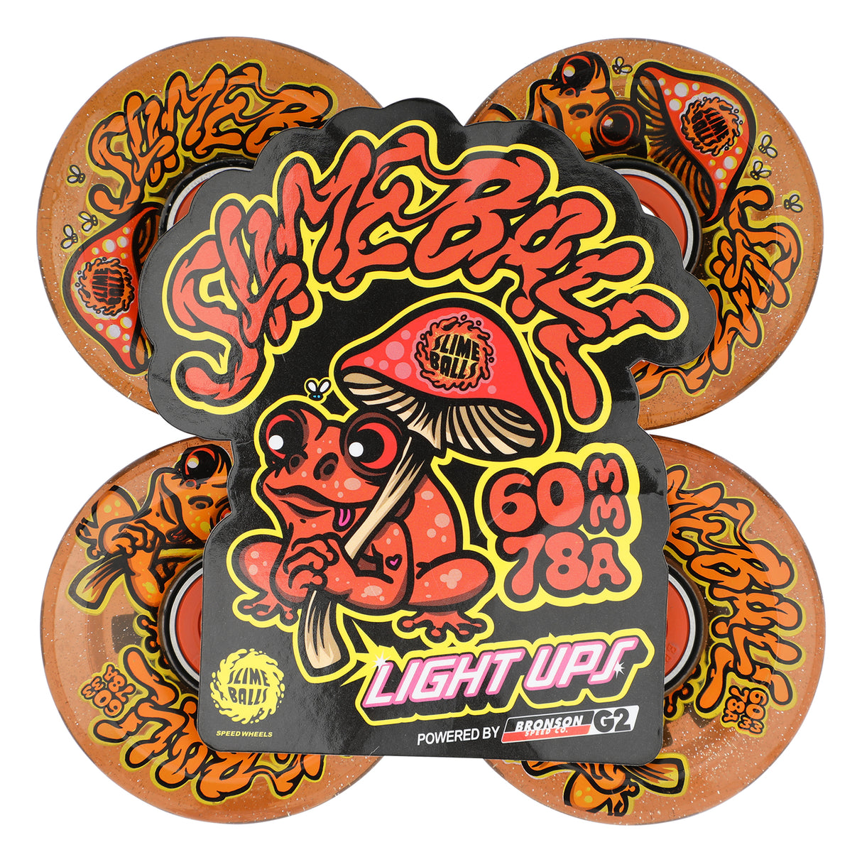 Slime Balls Frog Trips Ups OG Slime Red LED Skateboard Wheels 78a 60mm