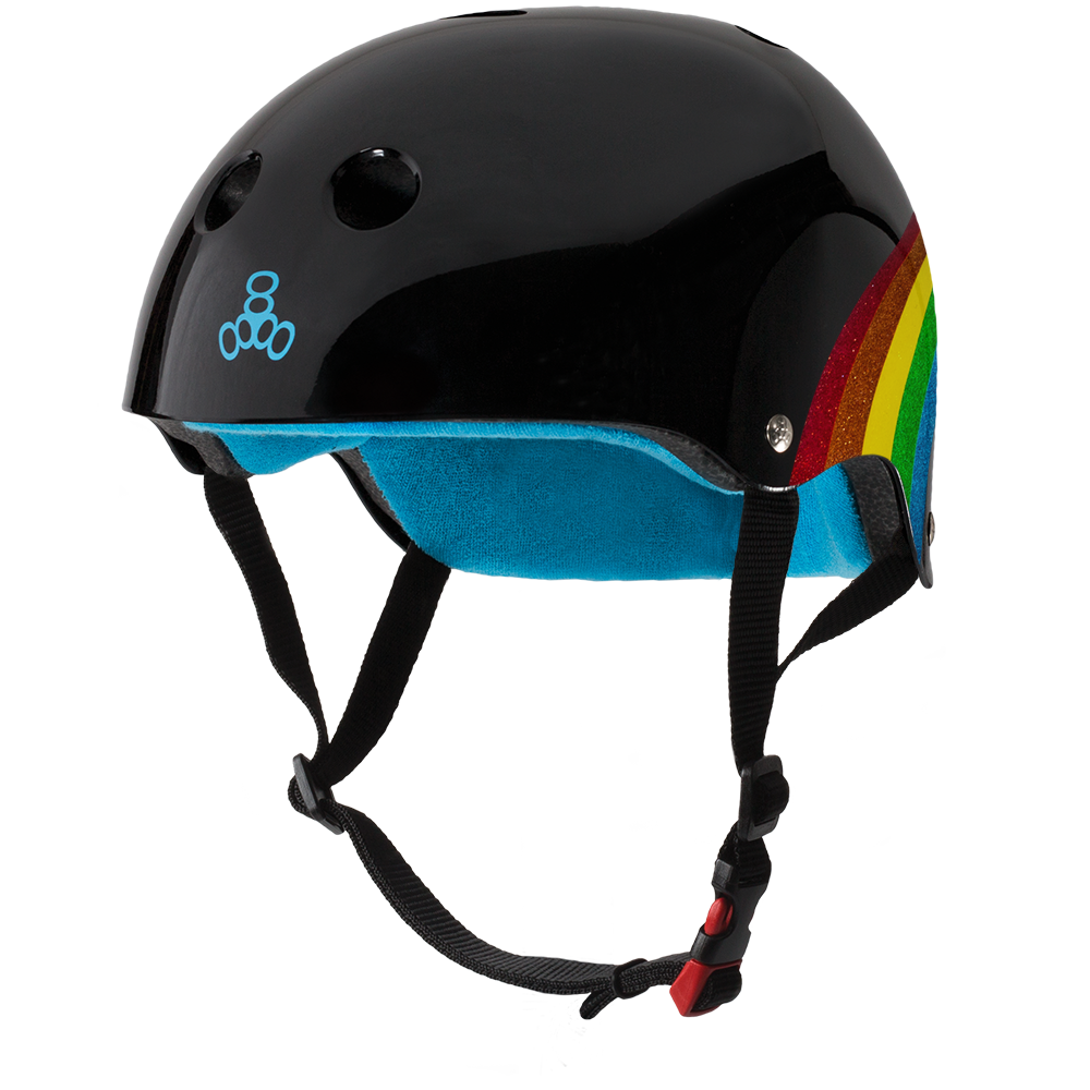 Triple 8 Certified Sweatsaver Skateboard Helmet - Black Rainbow Sparkle