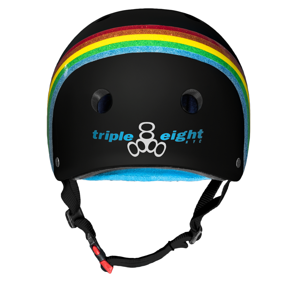 Triple 8 Certified Sweatsaver Skateboard Helmet - Black Rainbow Sparkle