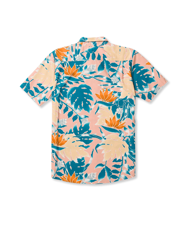 Volcom Leaf Pit Floral Short Sleeve Button Up T-Shirt - Salmon