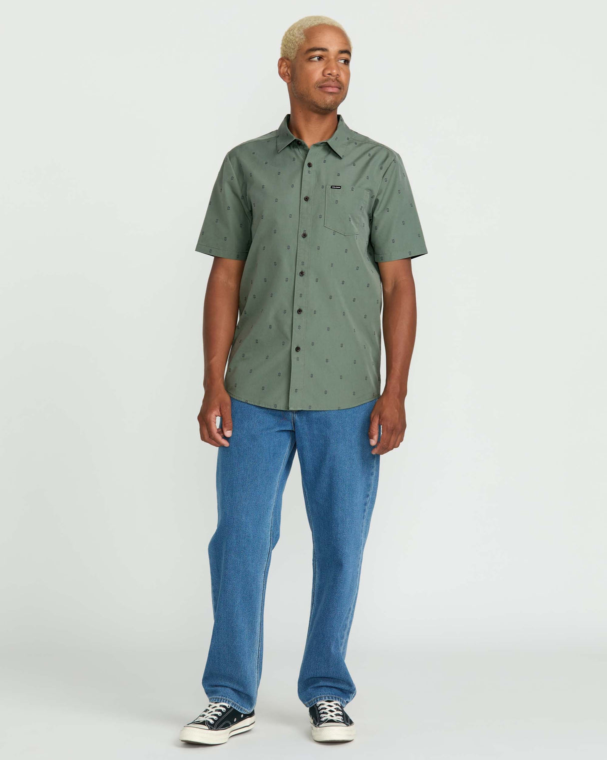 Volcom Bankstone Short Sleeve Shirt Light Olive