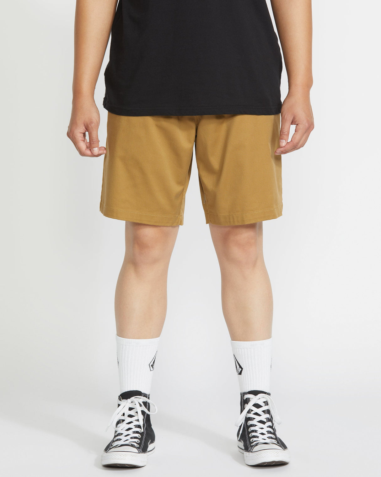 Volcom Frickin Elastic Waist Shorts - Dark Khaki