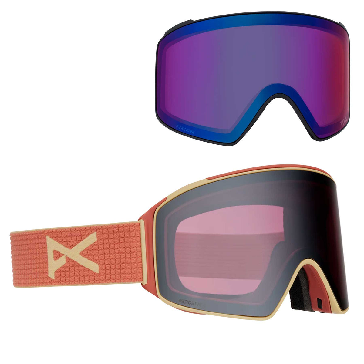 Anon M4S Cylindrical Goggles + Bonus Lens + MFI® Face Mask - Terracotta with Perceive Sunny Onyx Lens 2027
