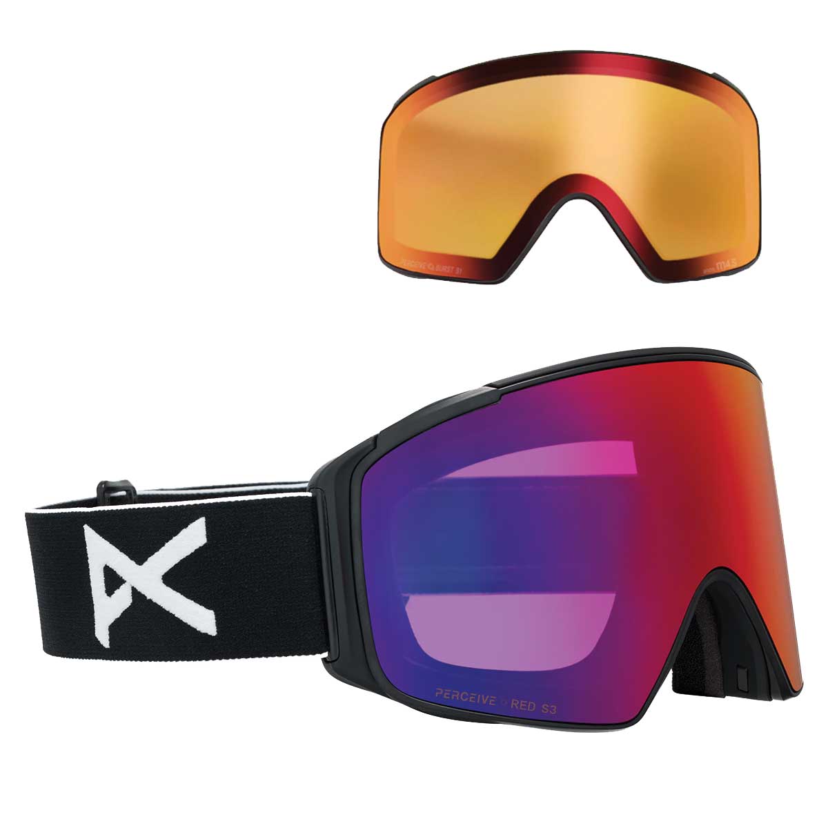 Anon M4S Goggles (Cylindrical) + Bonus Lens + MFI® Face Mask - Black/Perceive Sunny Red