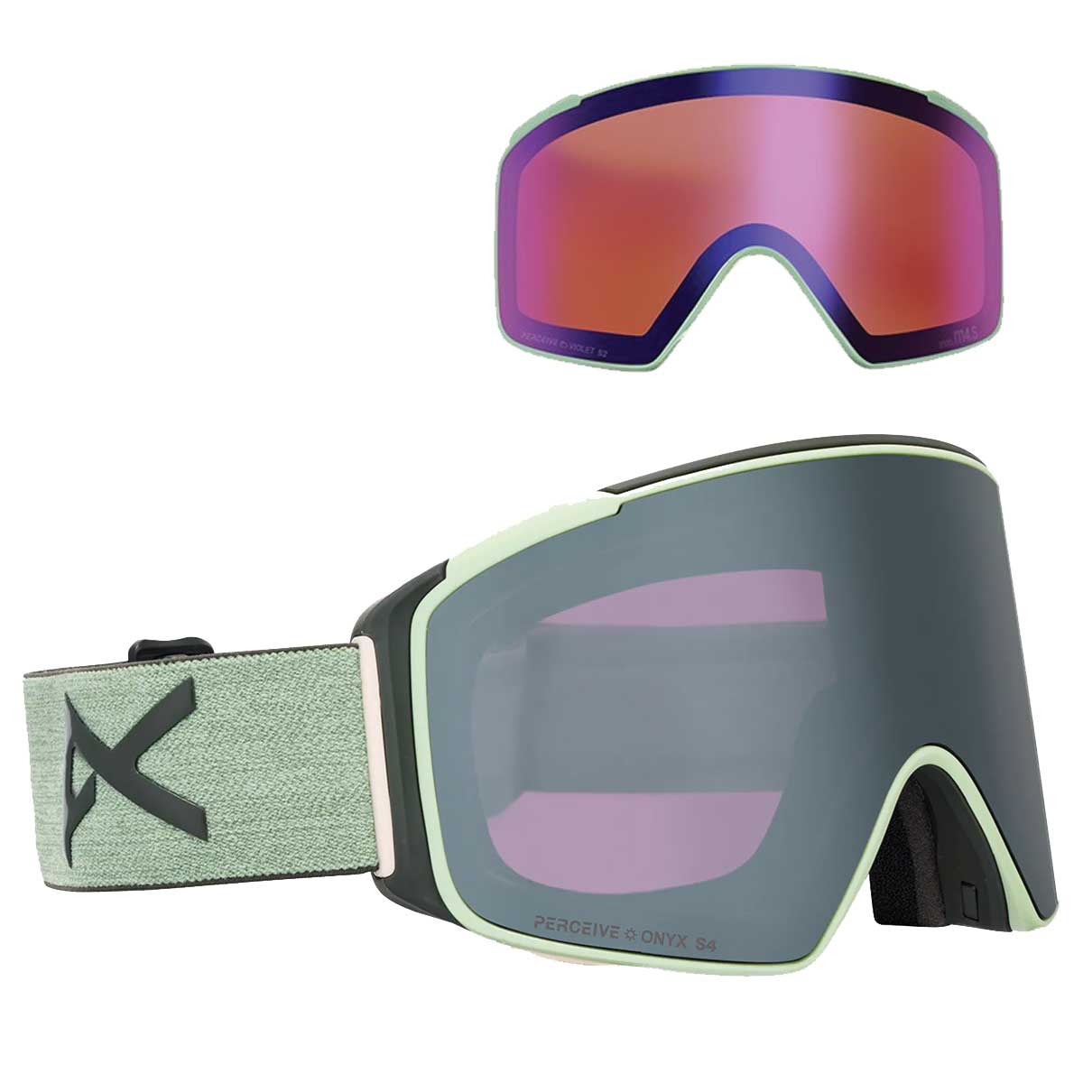 Anon M4S Goggles (Cylindrical) + Bonus Lens + MFI® Face Mask - Soft Sage/Perceive Sunny Onyx