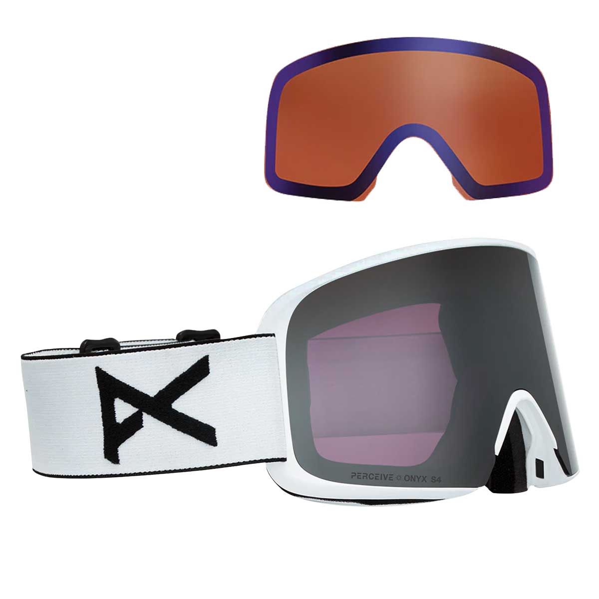 Anon M6 Goggles + Bonus Lens + MFI® Face Mask - White/Perceive Sunny Onyx