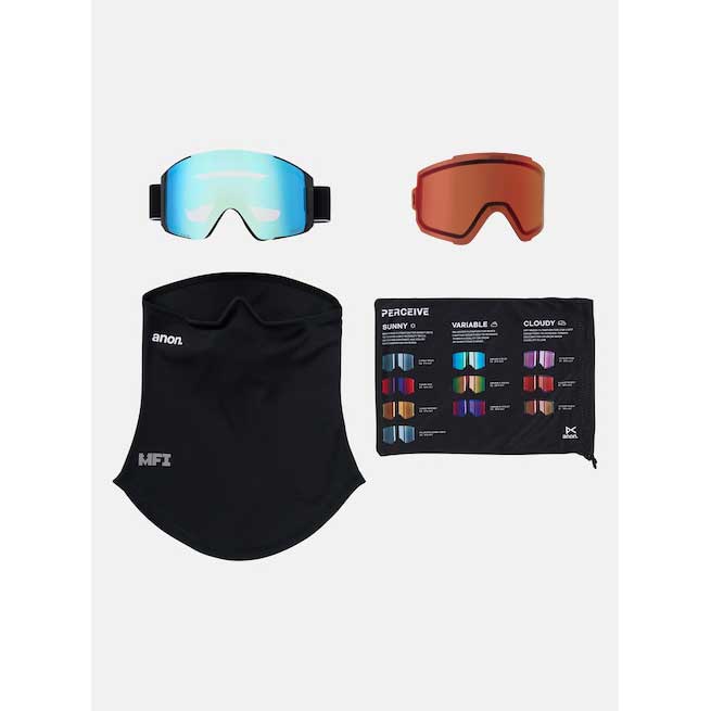 Anon Sync Low Bridge Goggles + Bonus Lens - Black/Perceive Variable Blue 2027