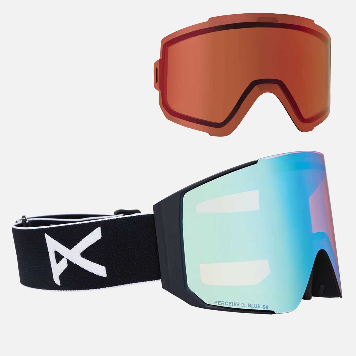 Anon Sync Low Bridge Goggles + Bonus Lens - Black/Perceive Variable Blue 2027