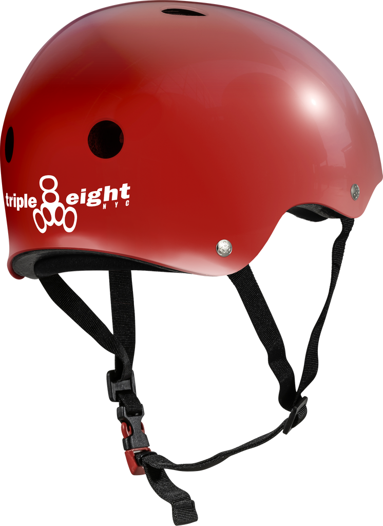 Triple 8 Certified Sweatsaver Skateboard Helmet - Scarlet Red Glossy