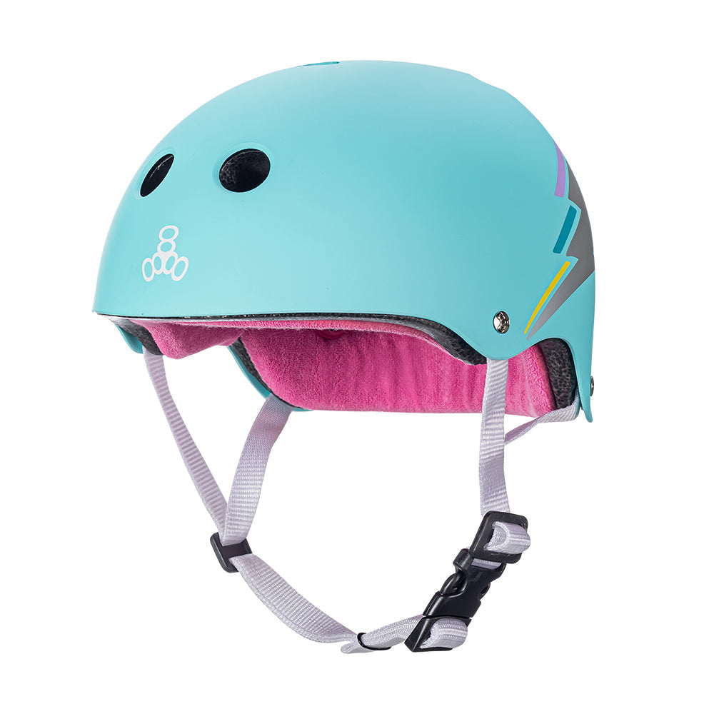 Triple 8 Certified Sweatsaver Skateboard Helmet - Teal Hologram