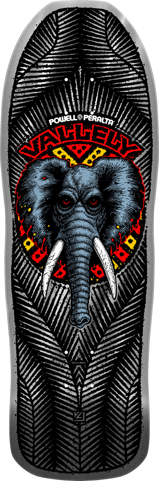 Powell Peralta Mike Vallely Elephant Silver Foil Shaped Skateboard Deck - 9.85"