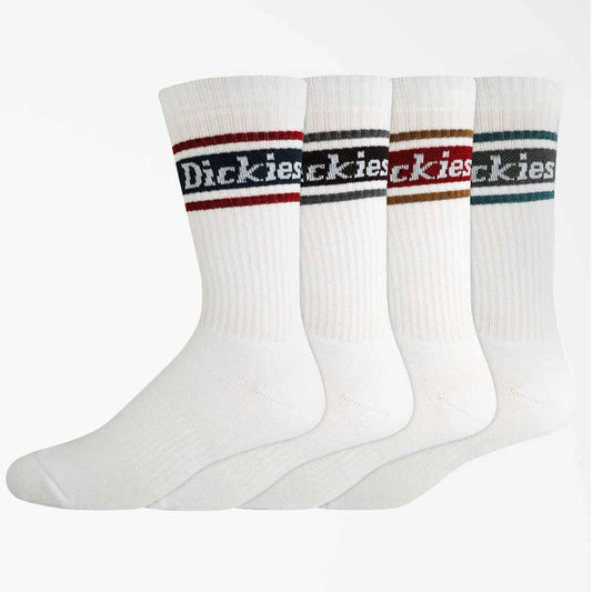 Dickies Rugby Stripe Crew Socks - 4 Pack - White Multi