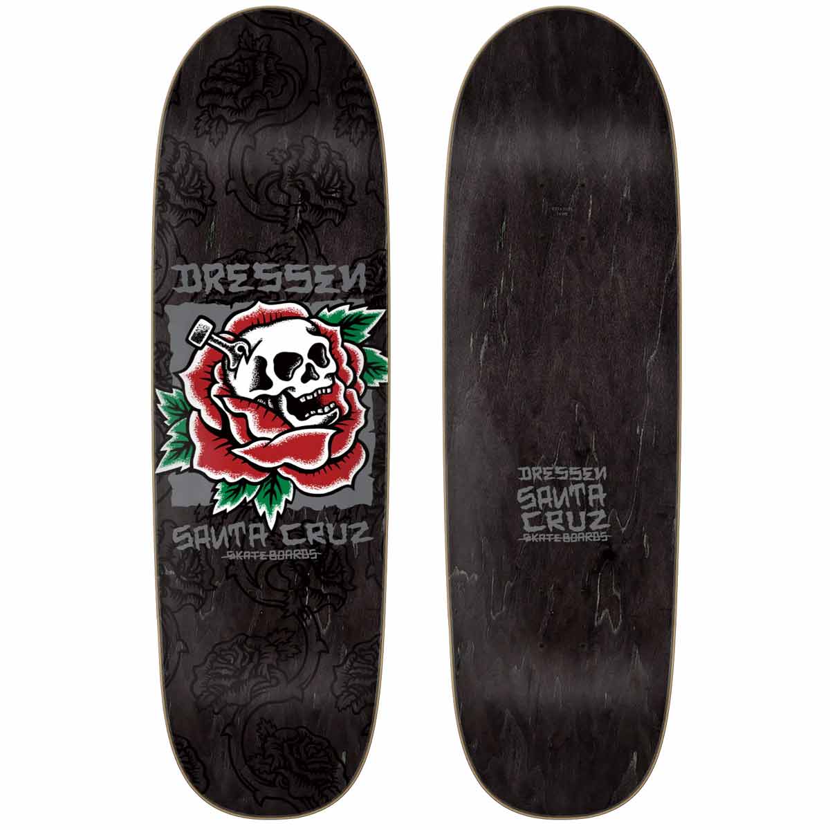 Santa Cruz Dressen Skull Rose Pro Skateboard Deck 9.25"