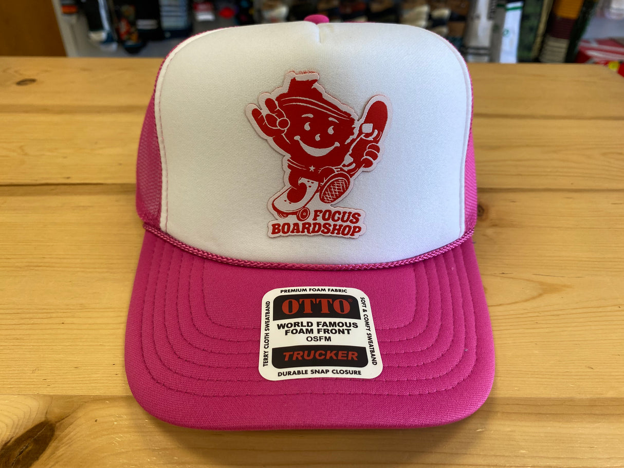 Focus Boardshop Wiscool Logo Mesh Trucker Cap - Hot Pink