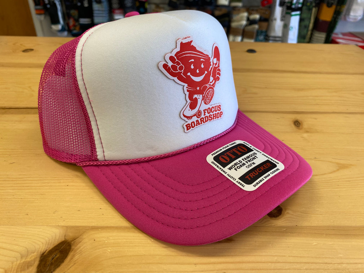 Focus Boardshop Wiscool Logo Mesh Trucker Cap - Hot Pink