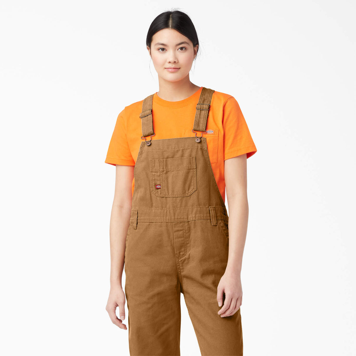 Dickies Women's Relaxed Fit Bib Overalls - Rinsed Brown Duck