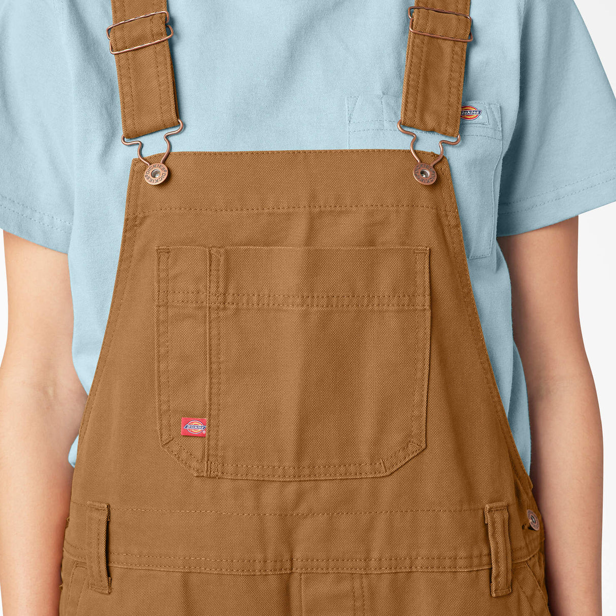 Dickies Women's Relaxed Fit Bib Overalls - Rinsed Brown Duck