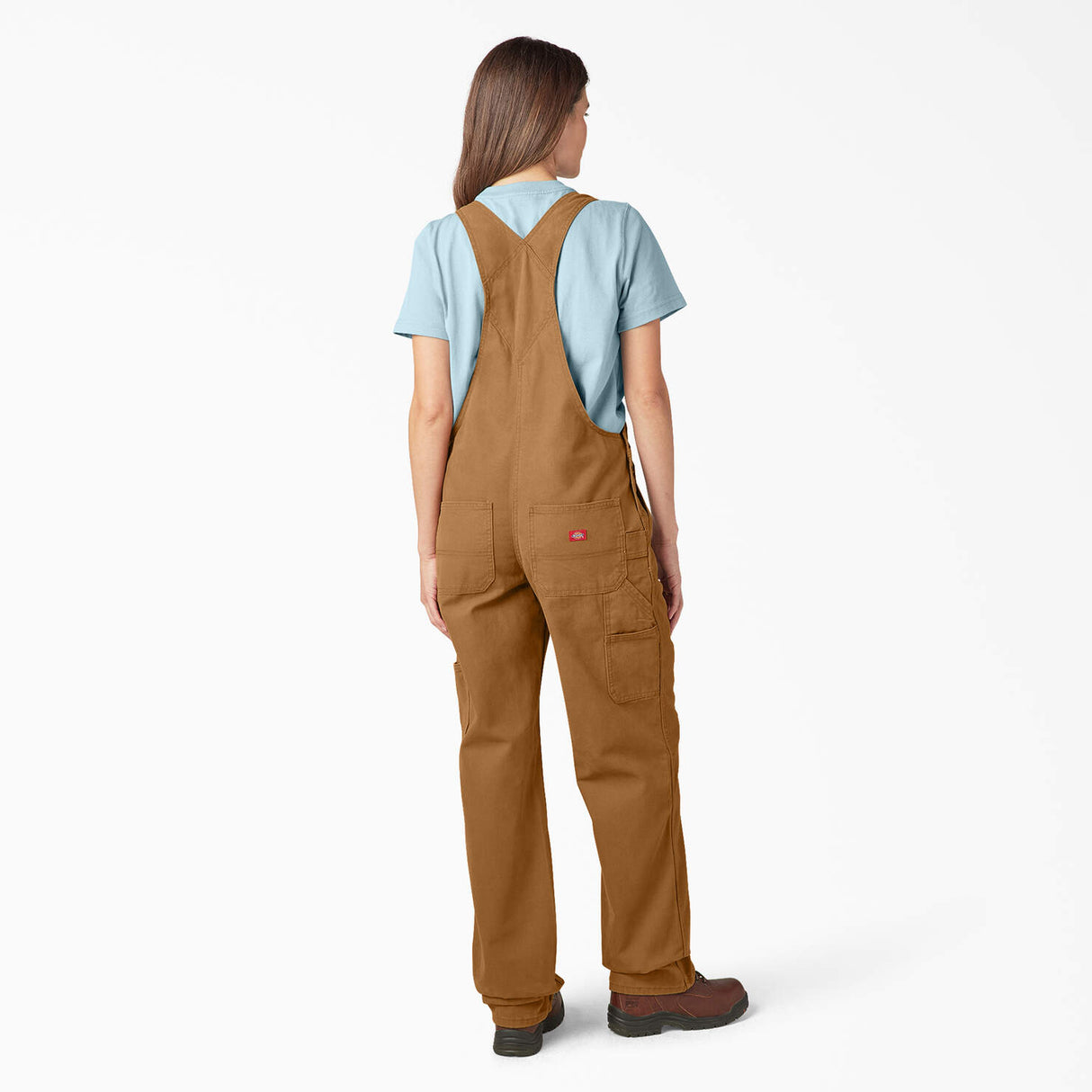 Dickies Women's Relaxed Fit Bib Overalls - Rinsed Brown Duck