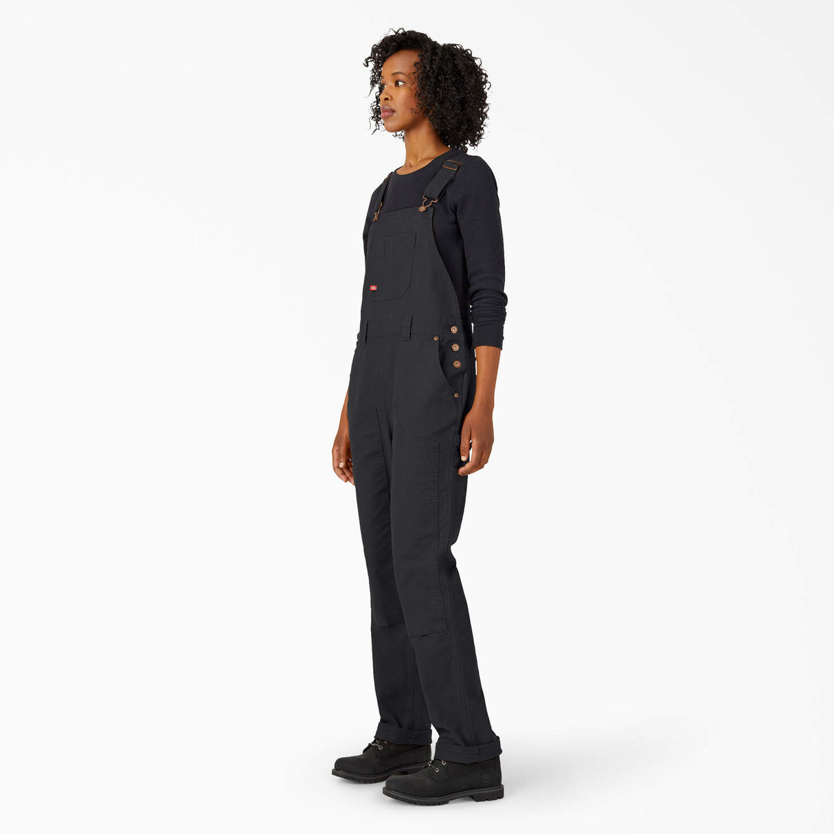 Dickies Women's Relaxed Fit Bib Overalls - Black