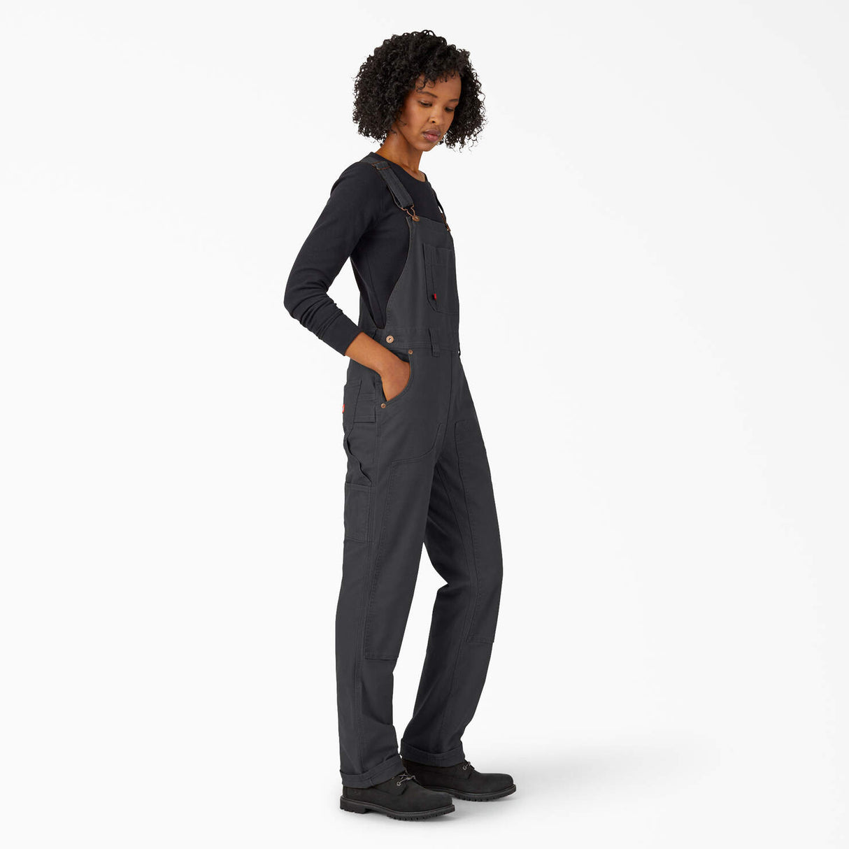 Dickies Women's Relaxed Fit Bib Overalls - Black
