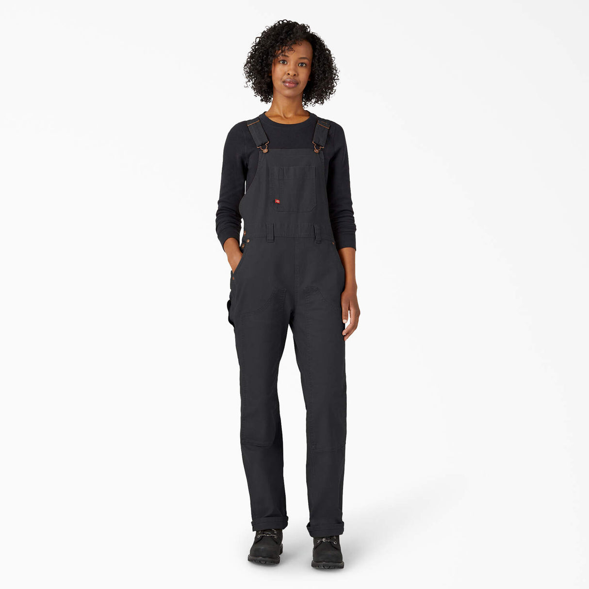 Dickies Women's Relaxed Fit Bib Overalls - Black