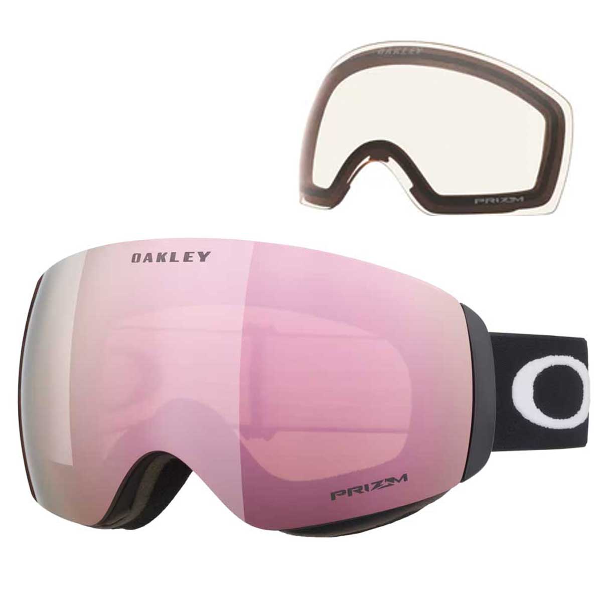 Oakley Flight Deck™ M Snow Goggles - 2026 Matte Black with Prizm Rose Gold Iridium Lens + Bonus Prizm Clear Lens