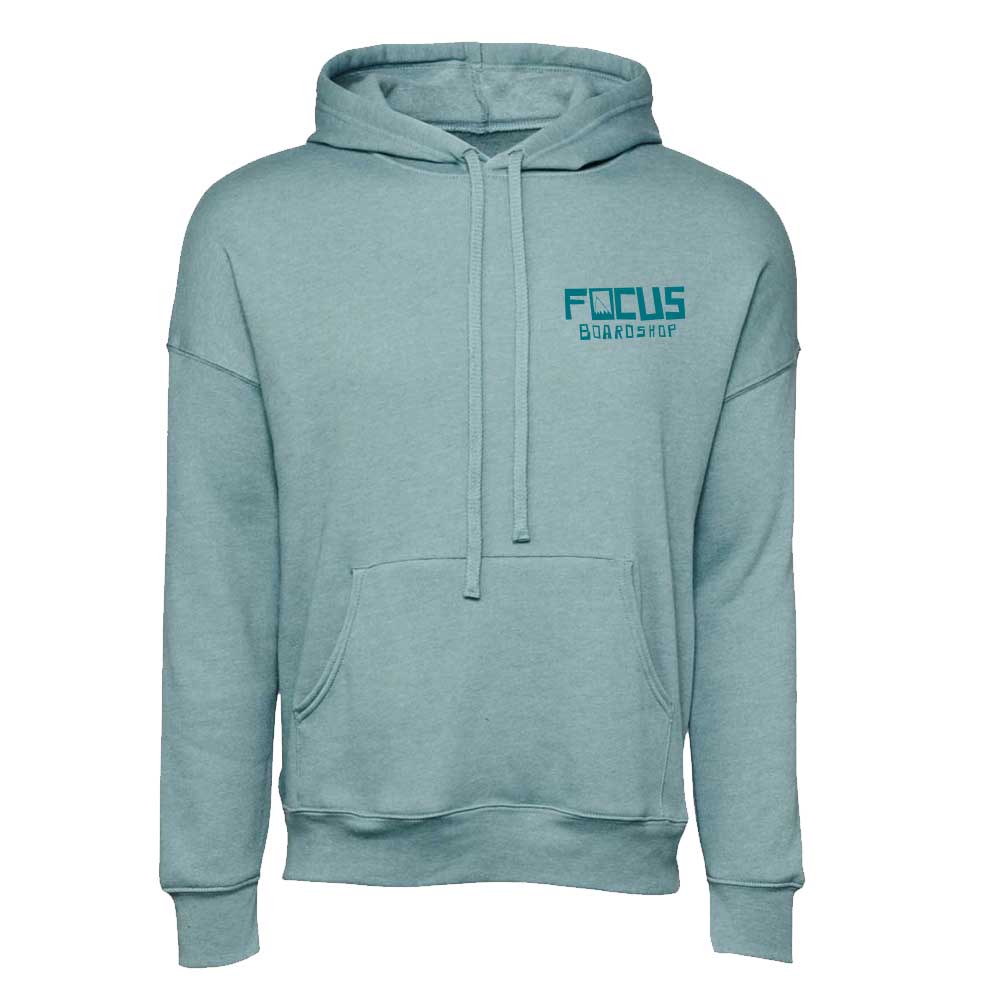 Focus Boardshop Snow Logo Drop Shoulder Pullover Hoodie - Heather Blue Lagoon