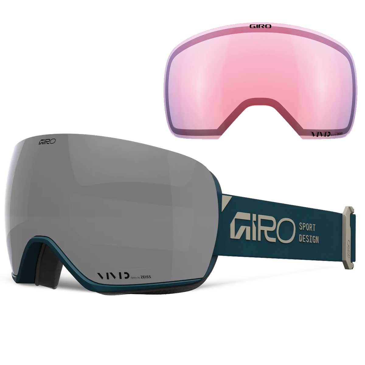 Giro Article II Snow Goggles - 2026 Teal Stacked Strap with Vivid Onyx Lens + Bonus Vivid Infrared Lens