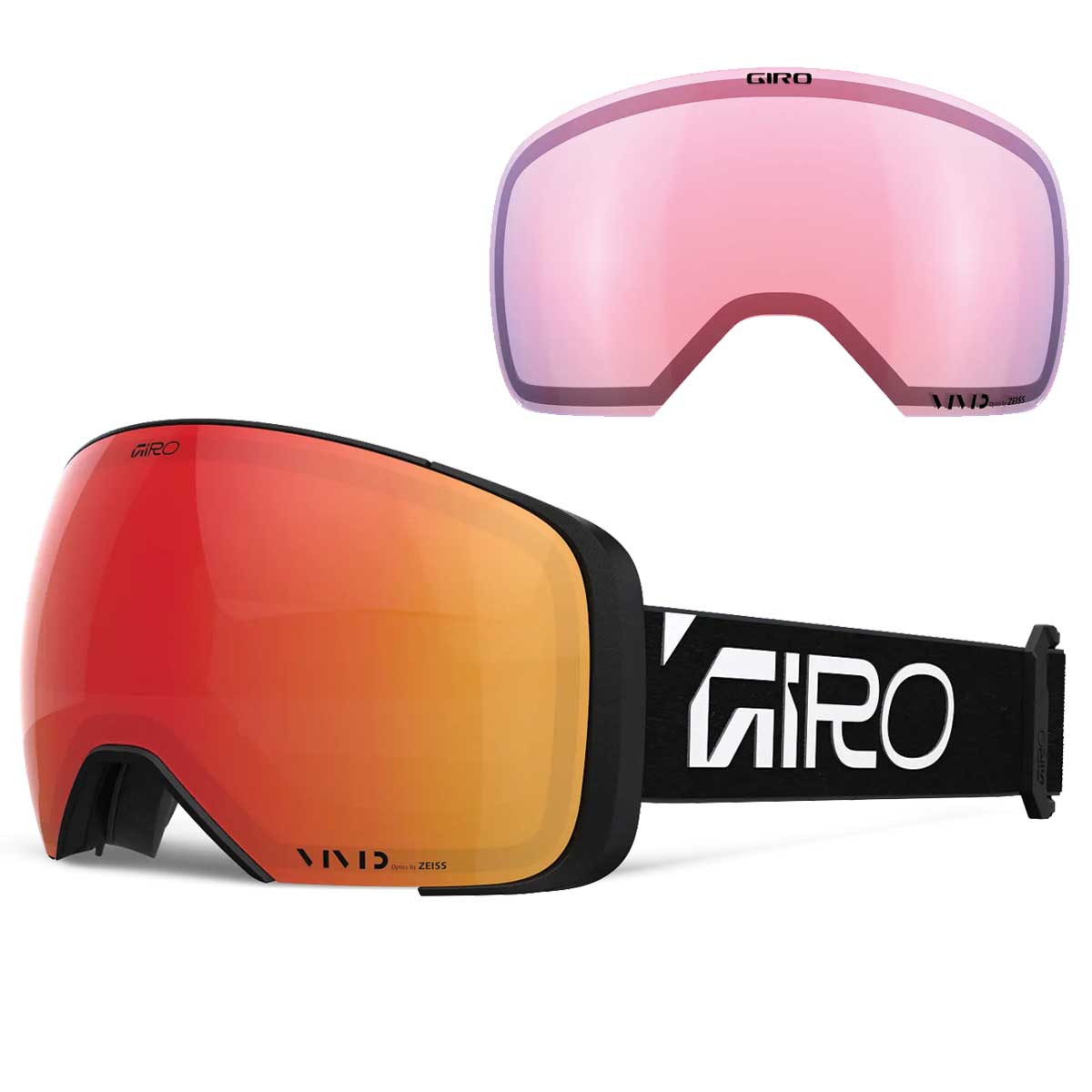 Giro Comp Snow Goggles - 2026 Black Wordmark Strap with Vivid Ember Lens + Bonus Vivid Infrared Lens