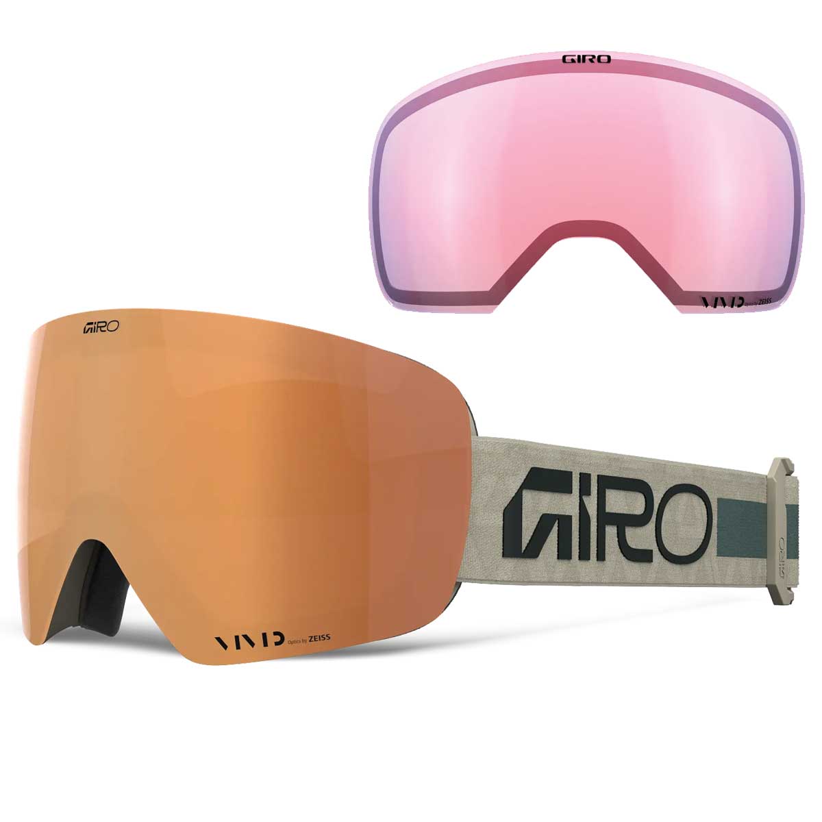 Giro Contour RS Snow Goggles - 2026 Stone Crystals Strap with Vivid Copper Lens + Bonus Vivid Infrared Lens