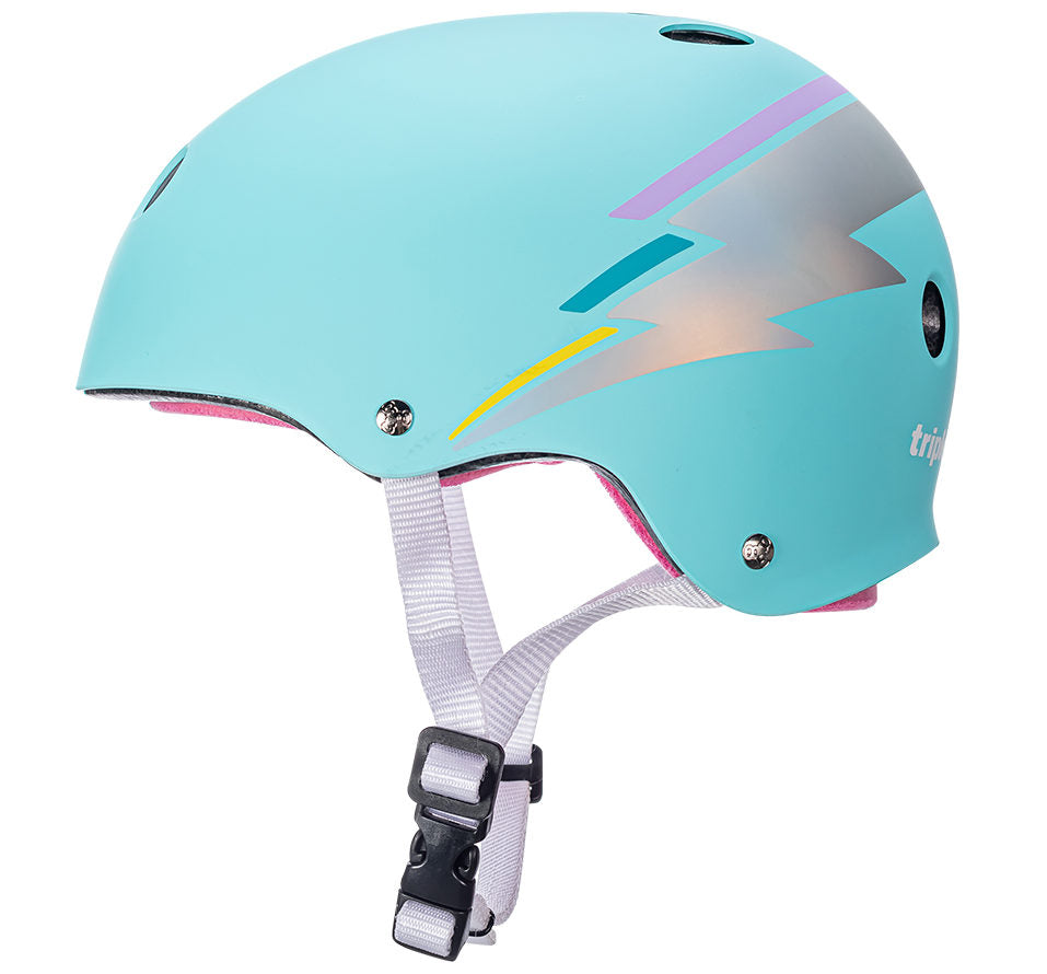 Triple 8 Certified Sweatsaver Skateboard Helmet - Teal Hologram