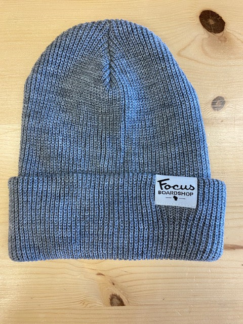 Focus Boardshop Woven Label Perfect Knit Acrylic Beanie - Heather Grey