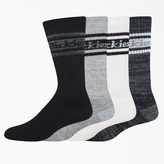 Dickies Skateboarding Performance Crew Socks - 4 Pack - Multi Grey Stripes (MSG)