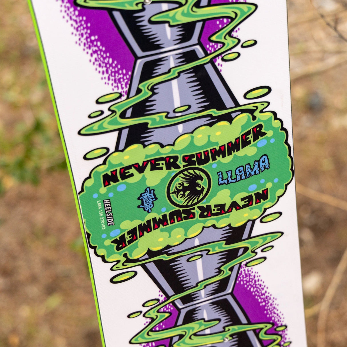 Never Summer Men's Llama Snowboard 2027 - detail