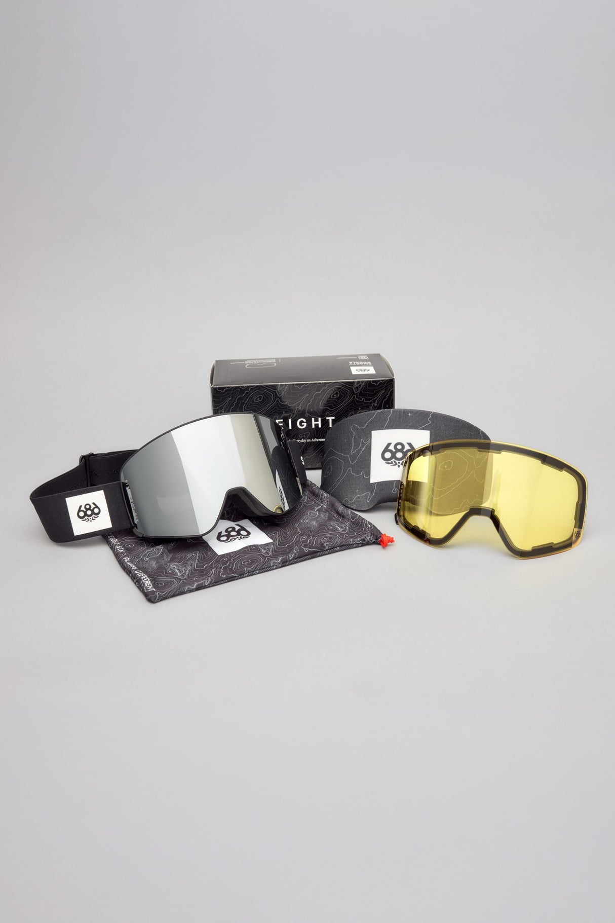 608 Smarty Magnetic Snow Goggles Black Frame / Silver Lens with bonus yellow lens - 2027
