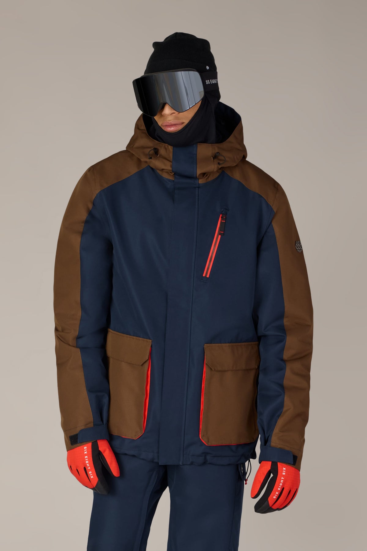 686 Men's Nightline Insulated Jacket - Navy Dark Earth Colorblock - front angle
