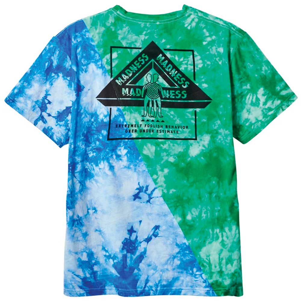 Madness Tie Dye Split Short Sleeve T-Shirt - Green/Cool Grey